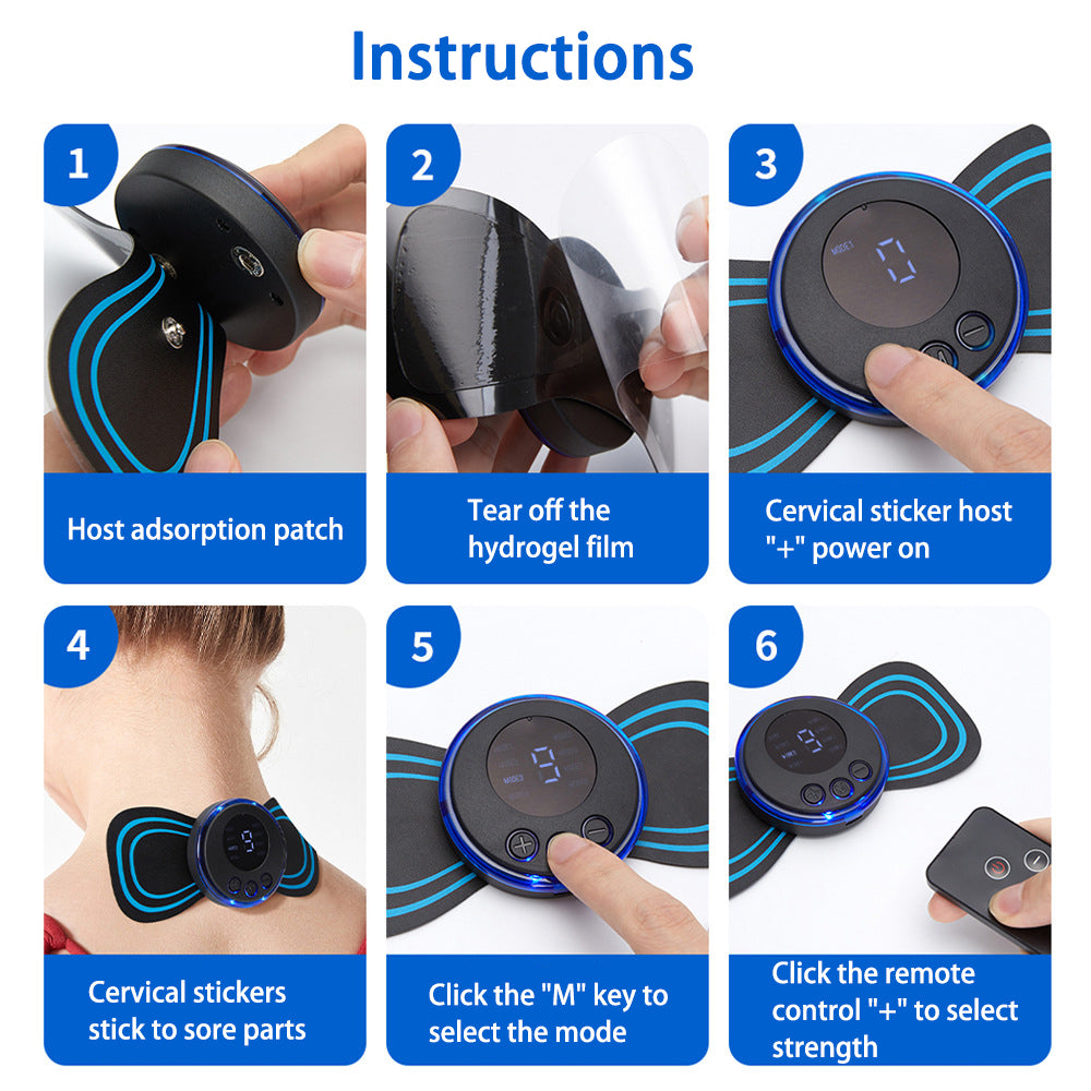 Neck Massager Sticker with Remote Control Intelligent Electric Cervical Massager Portable Pulse Physical Therapy Massager Neck Massager Sticker with Remote Control Intelligent Electric Cervical Massager Portable Pulse Physical Therapy Massager